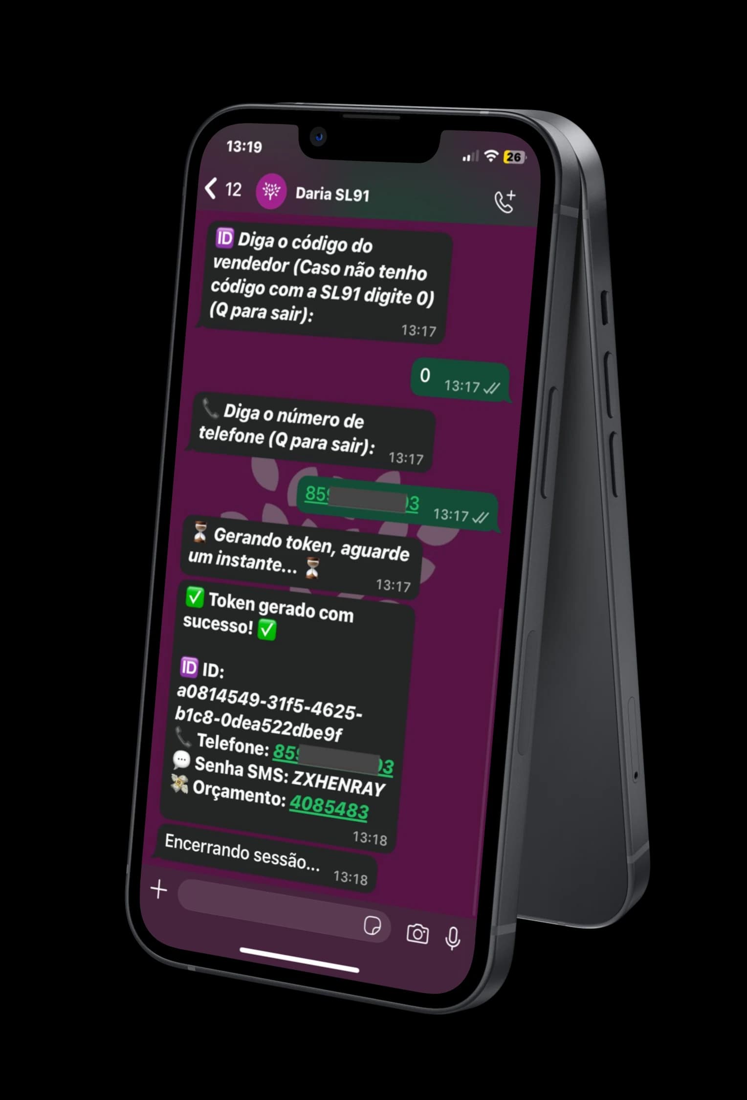 Geração de Token e Status